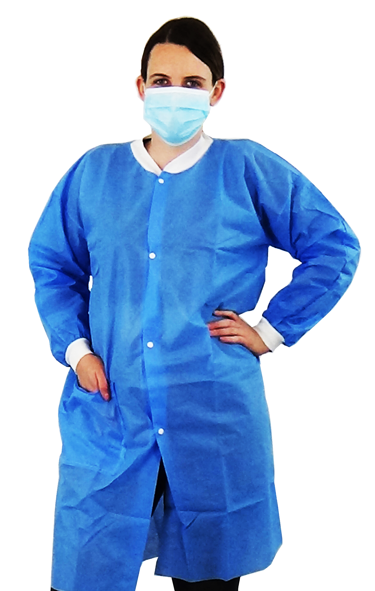 Lab Coat - Level II SMS - Size M with Knit cuffs, collar and 1